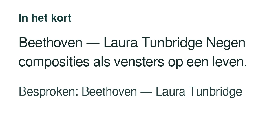 Beethoven — Laura Tunbridge Negen composities als vensters op een leven. Besproken: Beethoven — Laura Tunbridge.