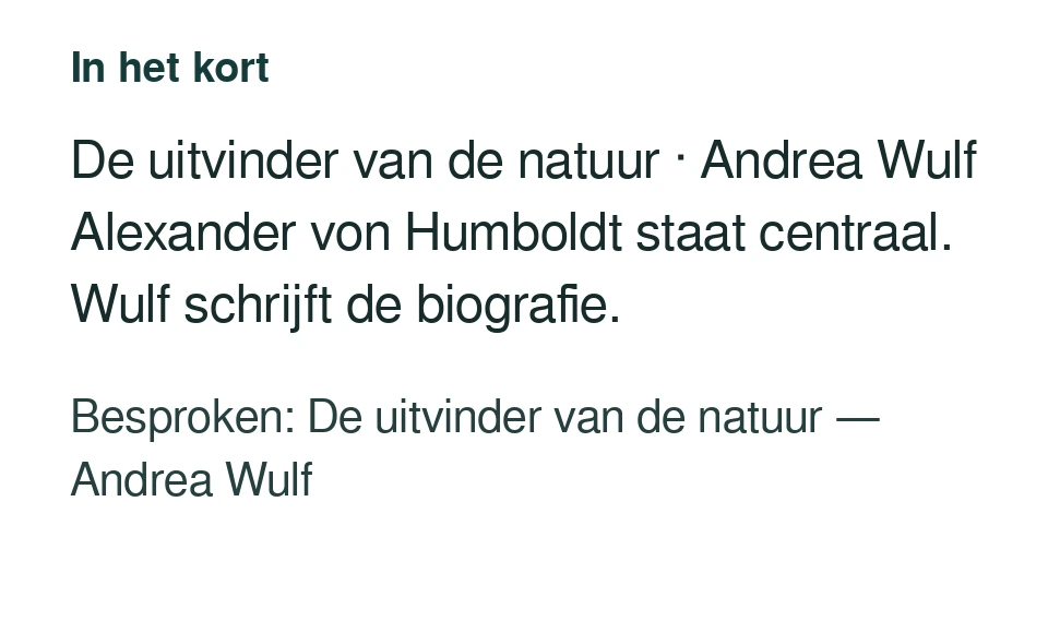 De uitvinder van de natuur · Andrea Wulf Alexander von Humboldt staat centraal. Wulf schrijft de biografie. Besproken: De uitvinder van de natuur — Andrea Wulf.